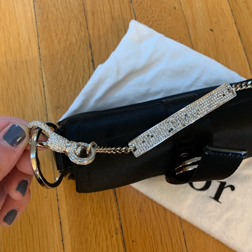 Dior black satin bag crystal embellished handle - Picture 11 of 15